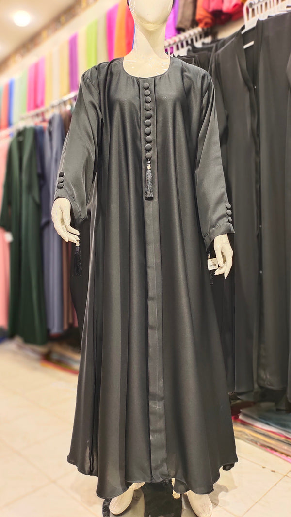 10 Button Front Close Maxi Abaya – Nida China - Black