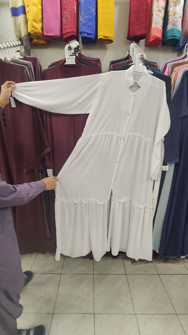 Plain Front Open Frill Hi Multi Abaya