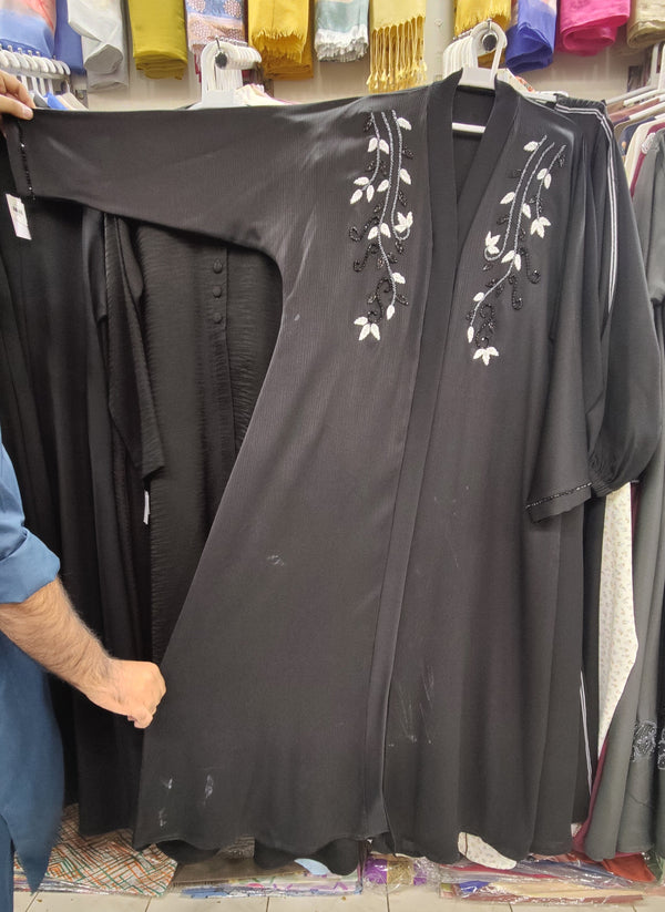 AS Handwork Zoom Fancy Black Front Open Fancy Abaya