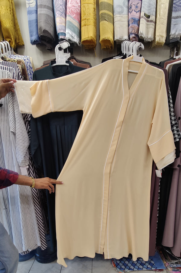Convence Sleeves Georgette Front Open Fancy Abaya