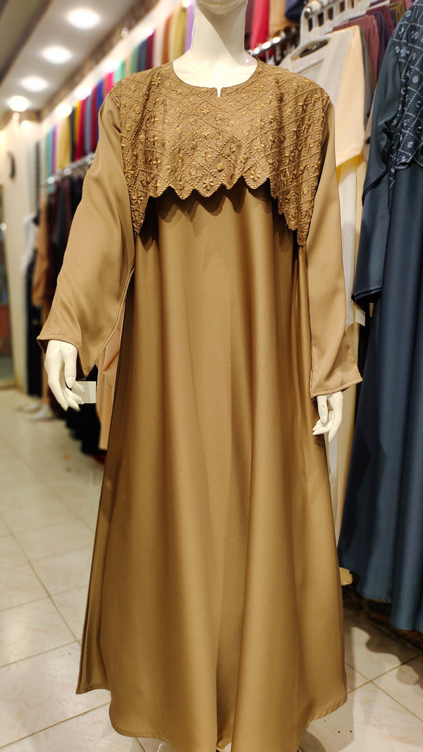 New Nida Jacket Maxi Style Abaya-Golden
