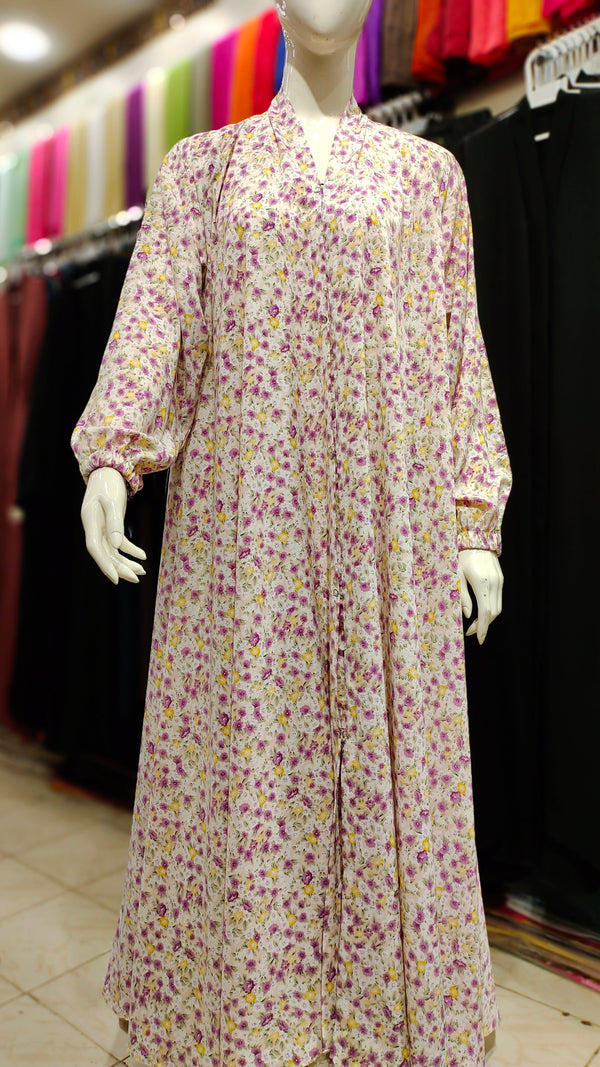 Printed Premium Lightweight Georgette Front Open Abaya