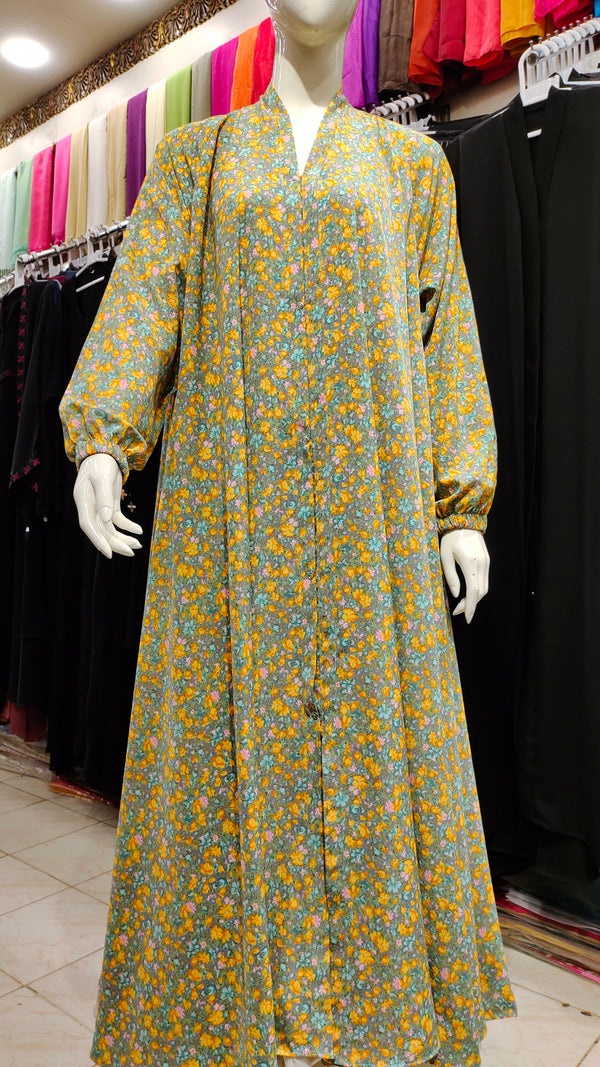 Printed Premium Lightweight Georgette Front Open Abaya