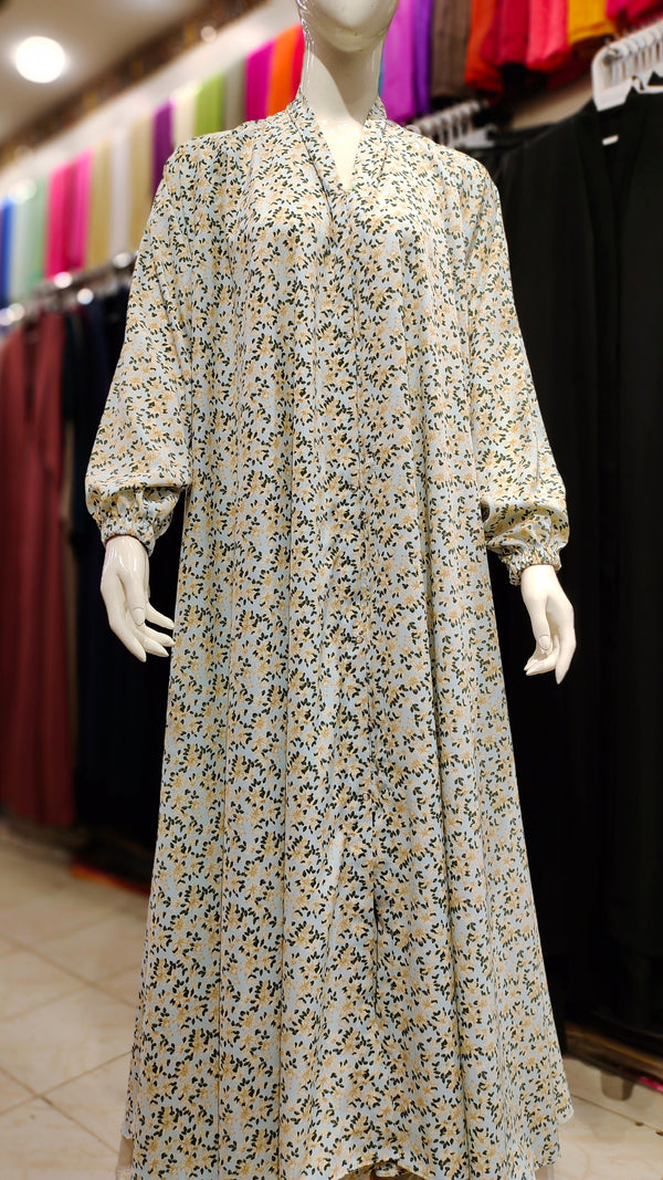 Printed Premium Lightweight Georgette Front Open Abaya