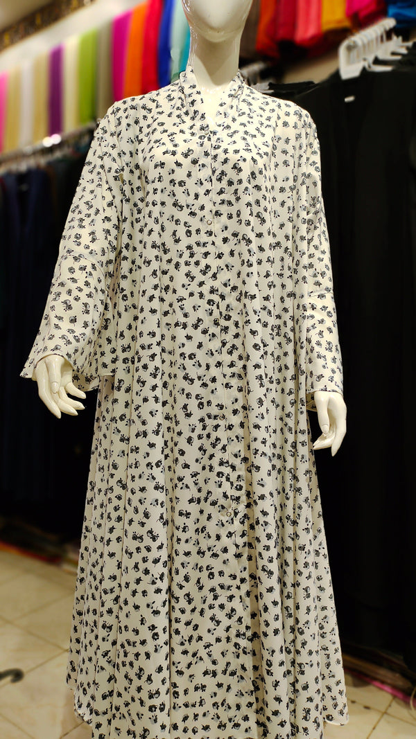 Printed Premium Lightweight Georgette Front Open Abaya