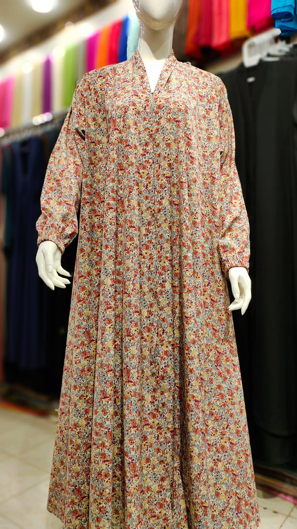 Printed Premium Lightweight Georgette Front Open Abaya