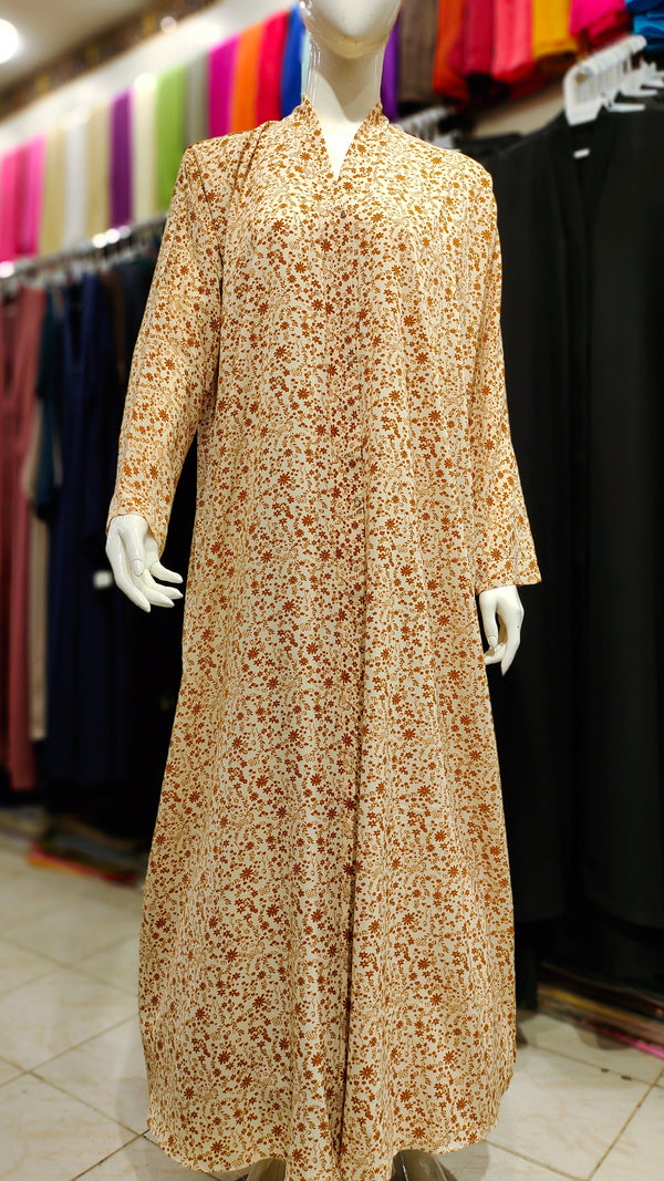Printed Front Open Abaya – Straight Cut Lightweight Georgette