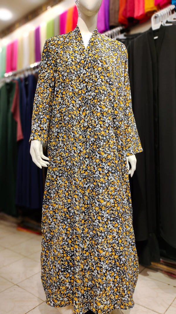 Printed Front Open Abaya – Straight Cut Lightweight Georgette