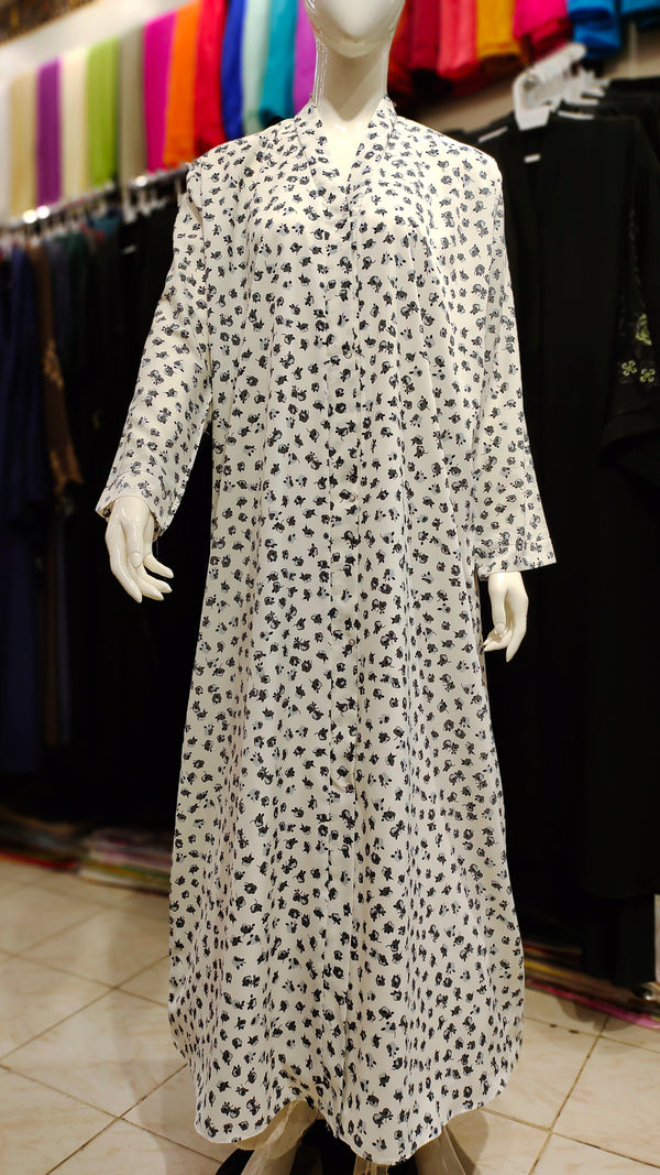 Printed Front Open Abaya – Straight Cut Lightweight Georgette