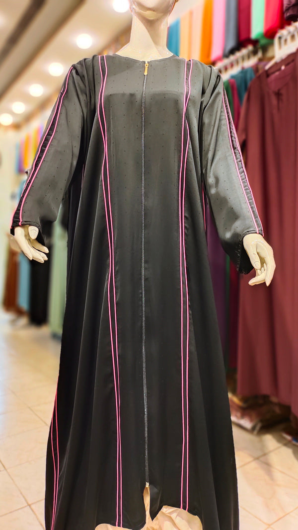 Limited Korean Abaya Full Zip Style-Black