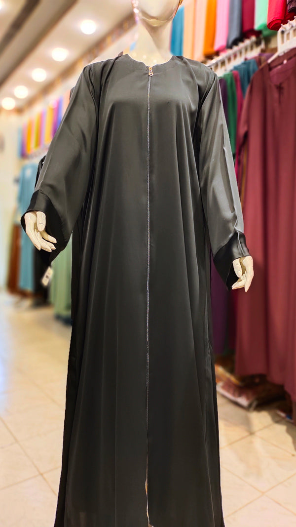 Limited Korean Abaya Full Zip Style-Black