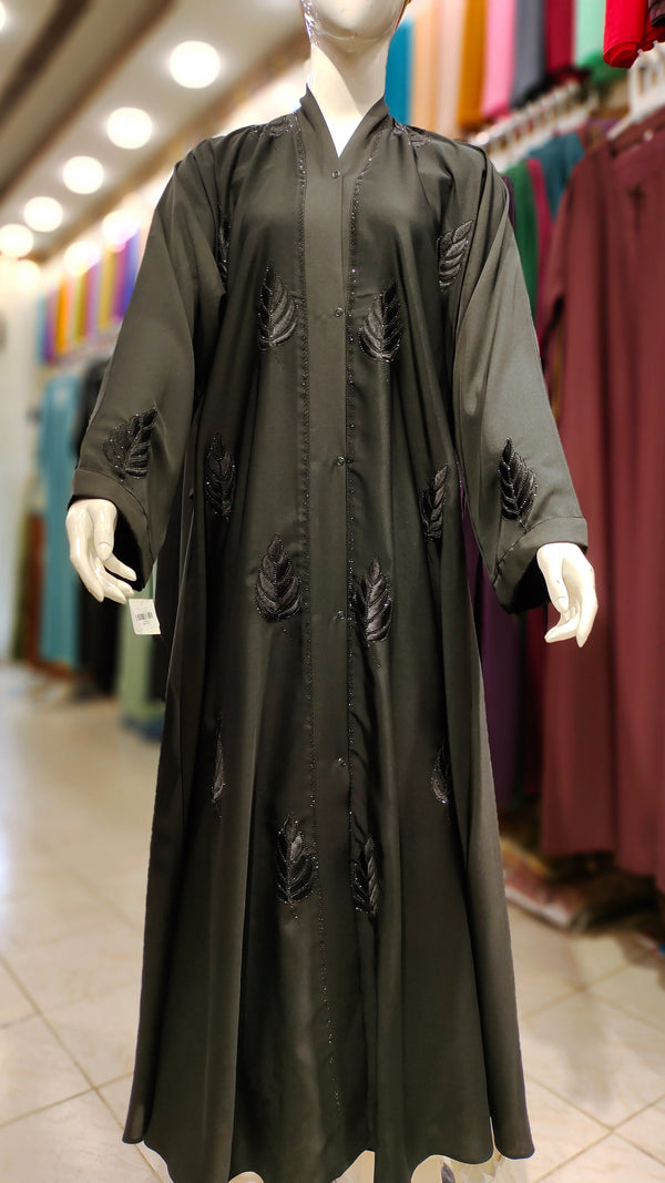 Exclusive EMB B/Colour Abaya-Black