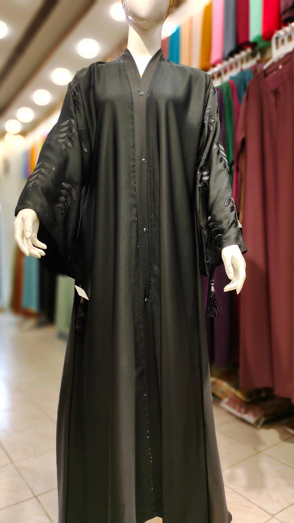 Exclusive EMB B/Colour Abaya-Black