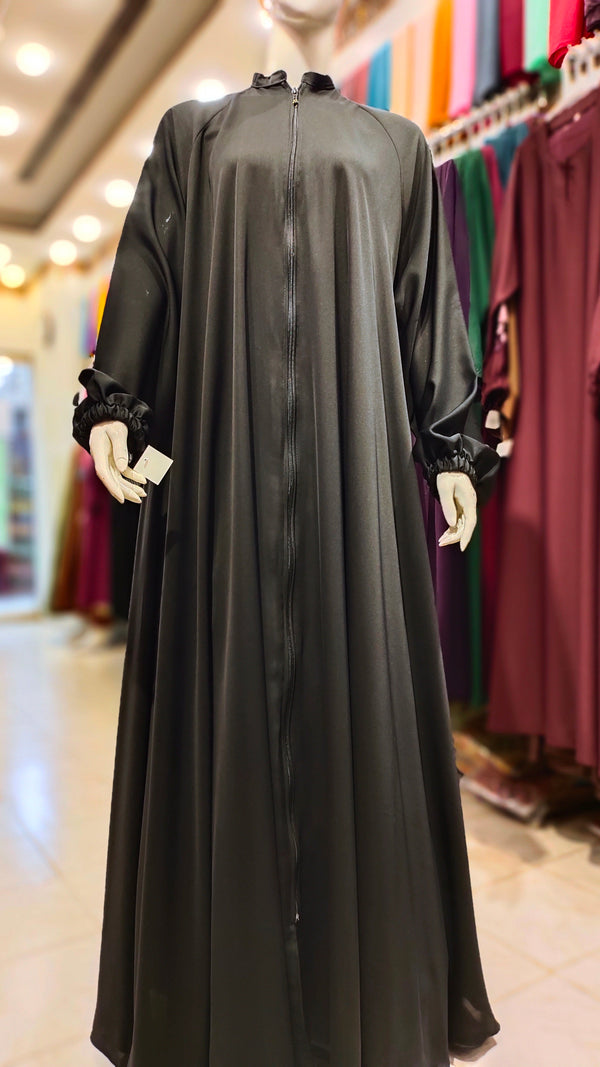 Limited Korean Abaya Full Zip Style-Black