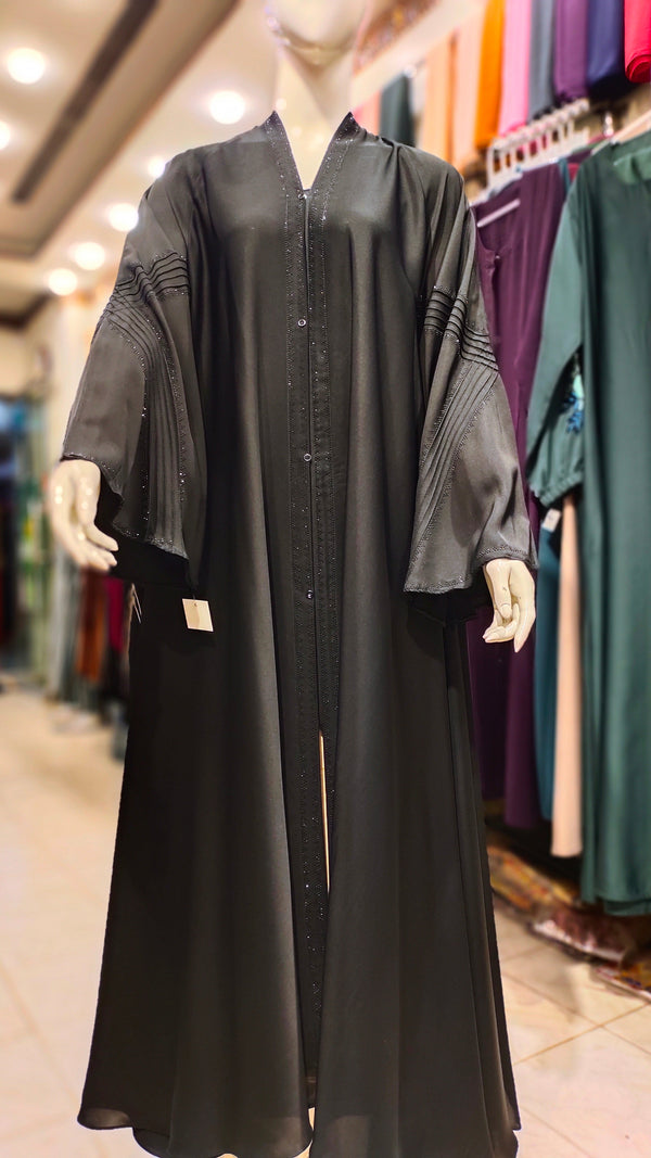 Exclusive EMB B/Colour Abaya-Black