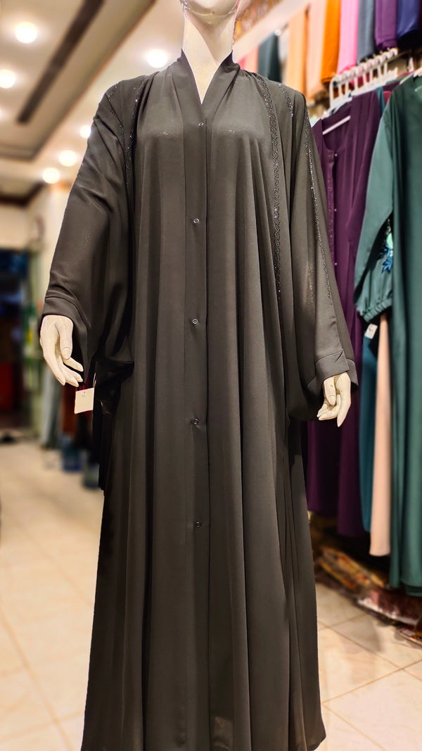 Exclusive EMB B/Colour Abaya-Black