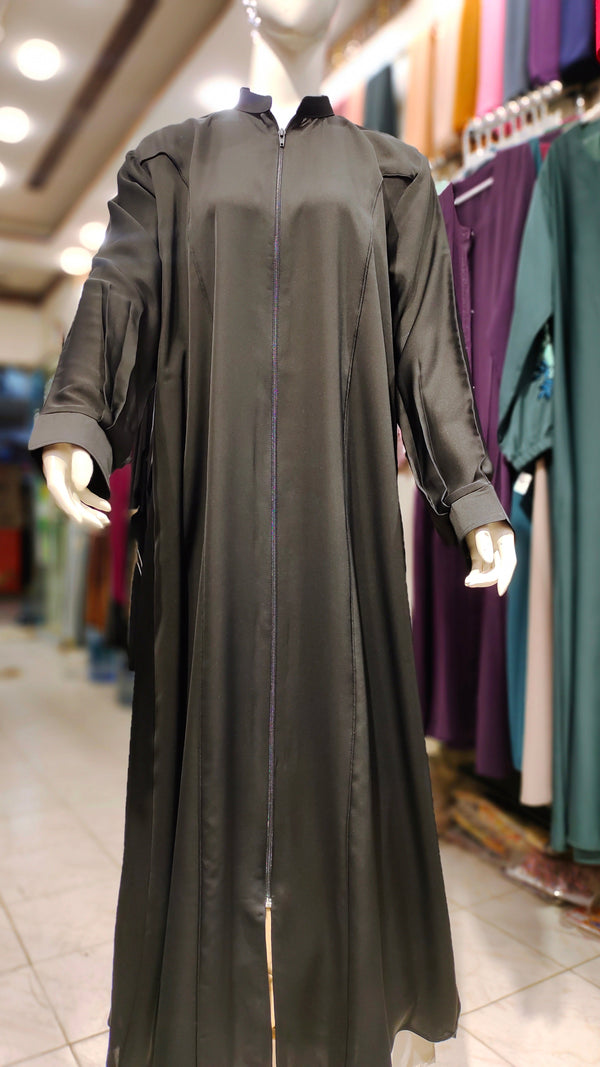 Limited Korean Abaya Full Zip Style-Black