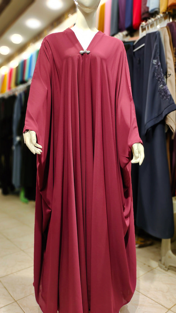 Arabian 3 Button Abaya – Butterfly Style-Magenta