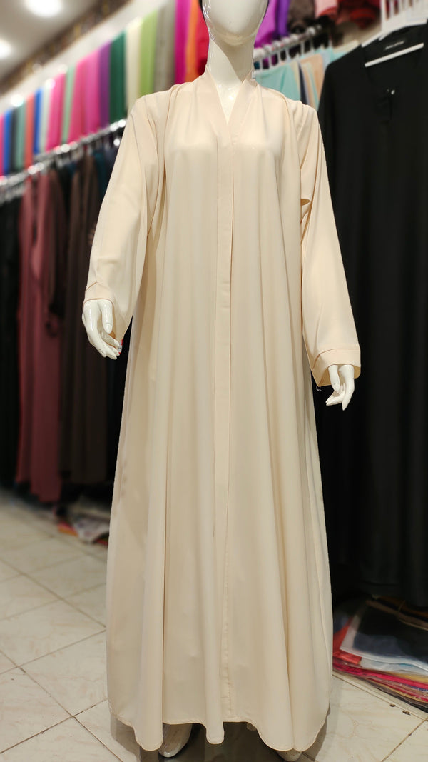 Marble Georgette Front Open Abaya – Off White Cream