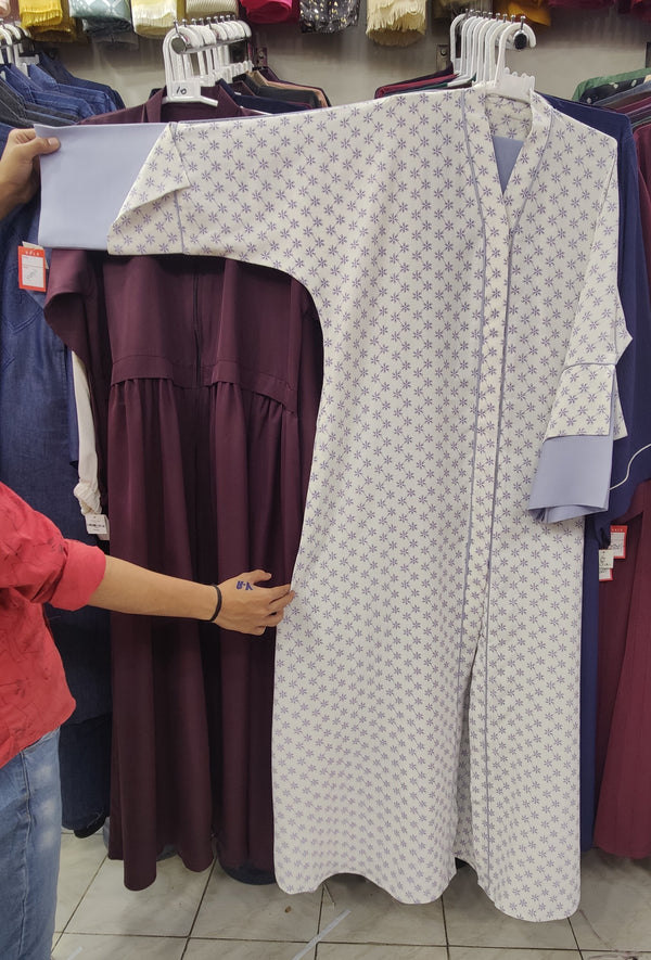 Plain Front Open Printed Premium Abaya