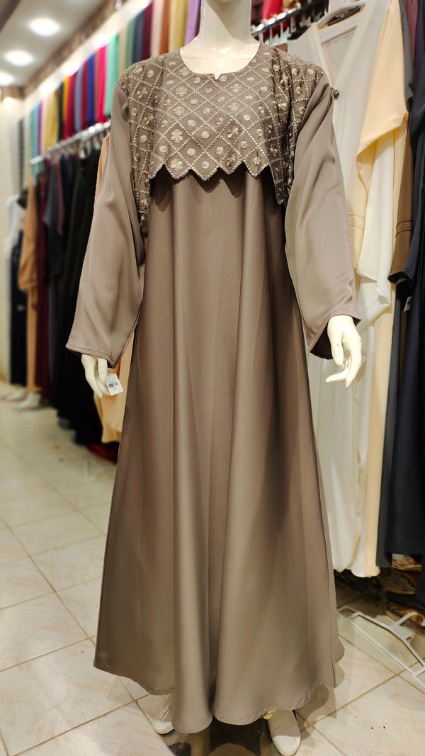 New Nida Jacket Maxi Style Abaya-Skin Brown