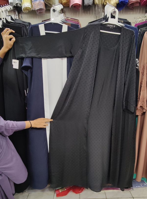 Inner Upper Jacquard Plain Black Abaya