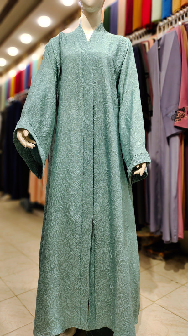 SH Fukro Abaya – Front Open-Aqua Green