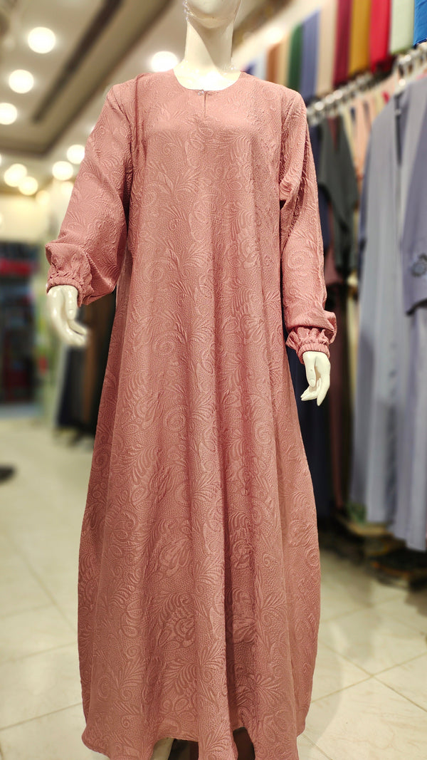 SH Fukro Front Close Maxi Abaya-Baby Pink