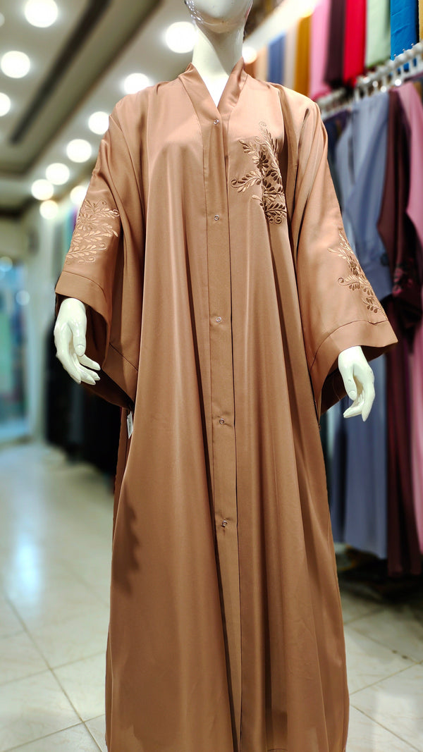 Bunch Karahi Colour Abaya – Front Open-Beige Brown