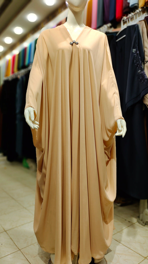 Arabian 3 Button Abaya – Butterfly Style-Beige Brown