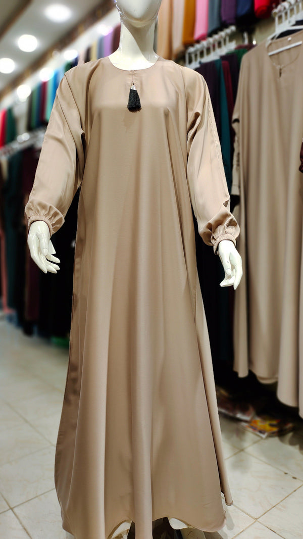 Romantic Silk Abaya – Maxi Style-Beige Brown