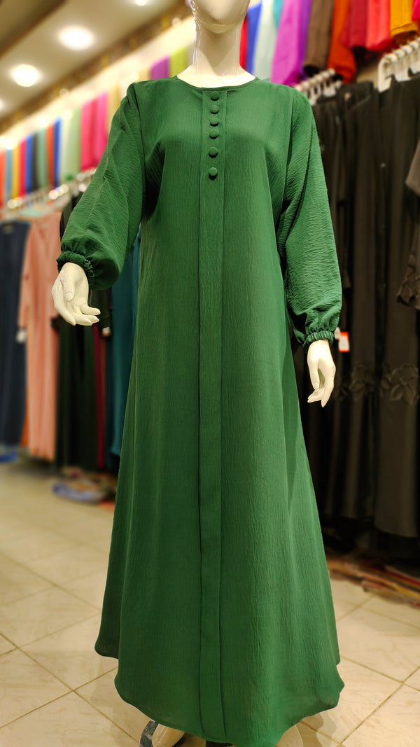 CEY Original Front Close Maxi Style Abaya – Premium Dubai Imported Fabric - Bottle Green