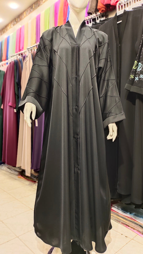 Box Pintex Nida Front Open Abaya - Black