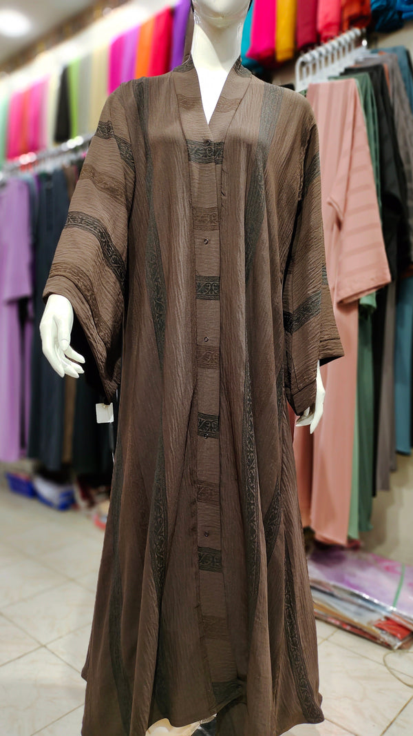 Cey Exclusive Embroidery Abaya - Chocolate Brown