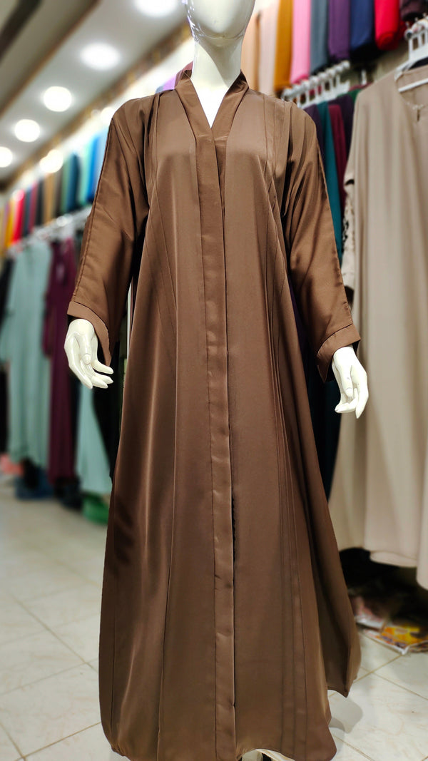 Asian Nida Straight Pintex Abaya-Chocolate Brown
