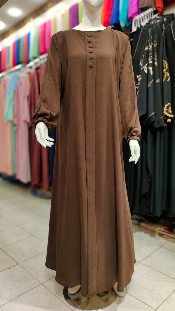 CEY Original Front Close Maxi Style Abaya – Premium Dubai Imported Fabric - Chocolate Brown