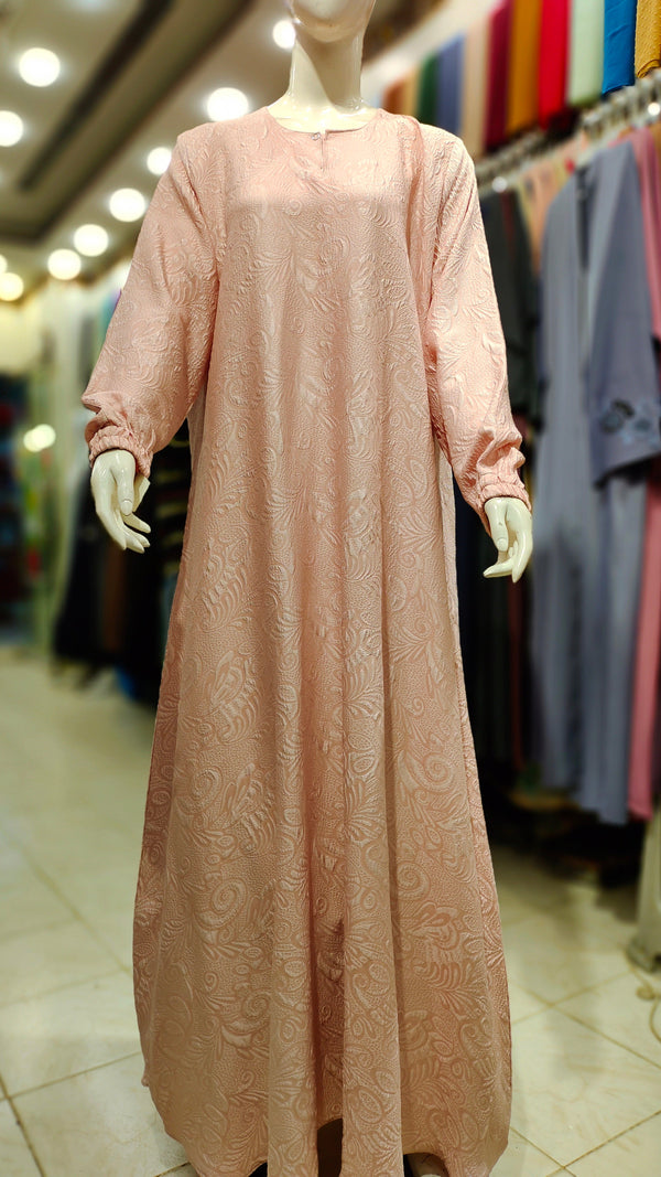 SH Fukro Front Close Maxi Abaya-Dark Peach