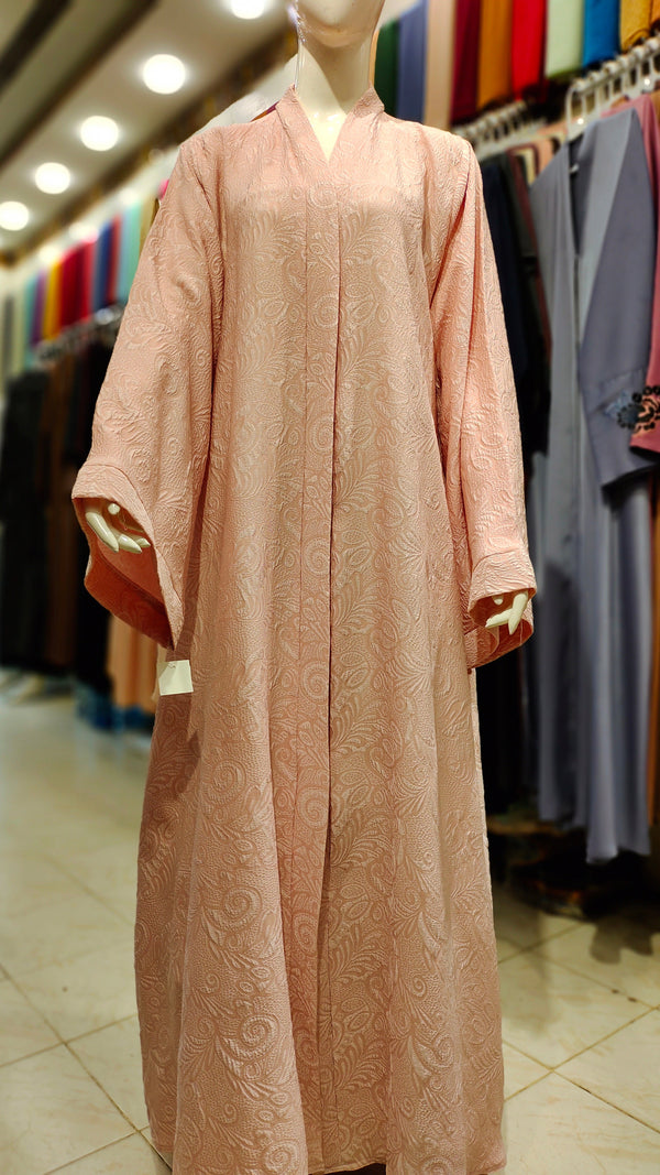 SH Fukro Abaya – Front Open-Dark Peach