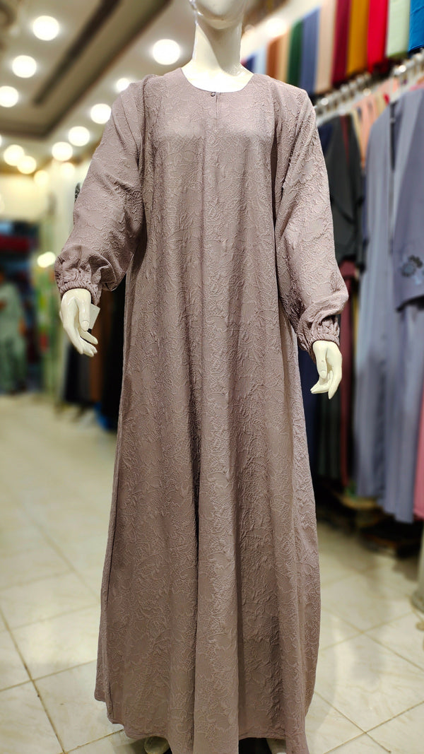 SH Fukro Front Close Maxi Abaya-Dark Rose Pink