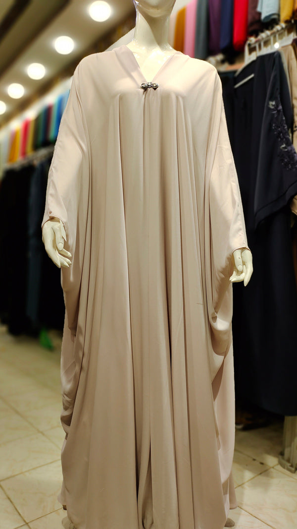 Arabian 3 Button Abaya – Butterfly Style-Light Beige