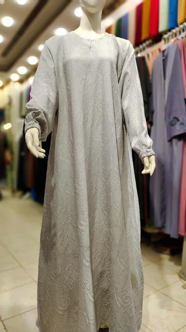 SH Fukro Front Close Maxi Abaya-Light Grey