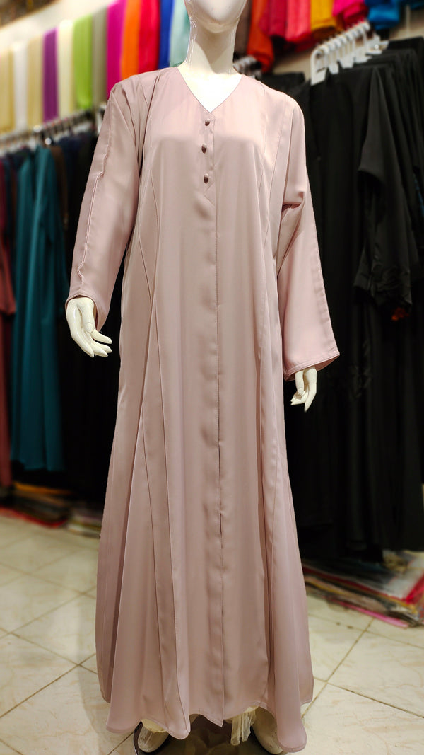 3 Button Front Open Abaya – Nida Fabric Dubai Quality - Light Moove