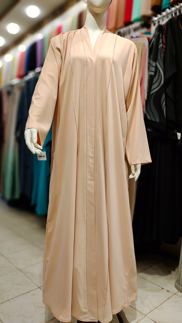 Self DMC Style Abaya – Front Open Design-Light Peach
