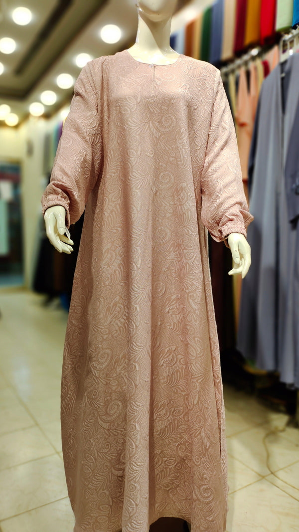 SH Fukro Front Close Maxi Abaya-Light Pink