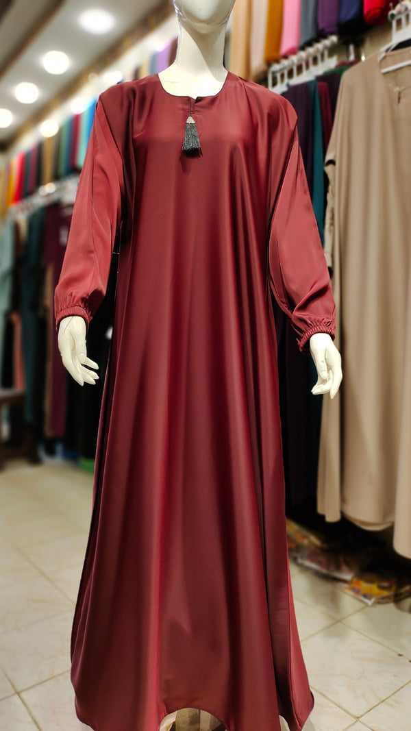 Romantic Silk Abaya – Maxi Style-Magenta