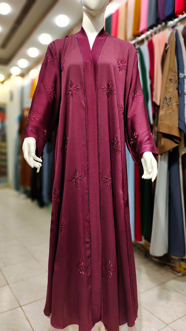 Zoom DMC EMB RH Abaya – Front Open-Magenta