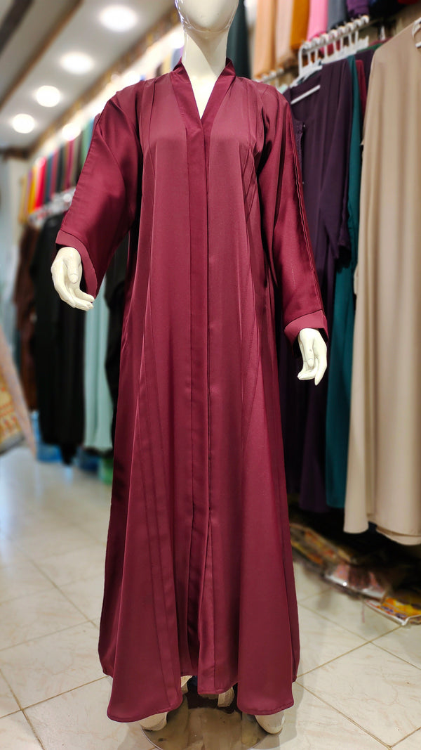 Asian Nida Straight Pintex Abaya-Magenta