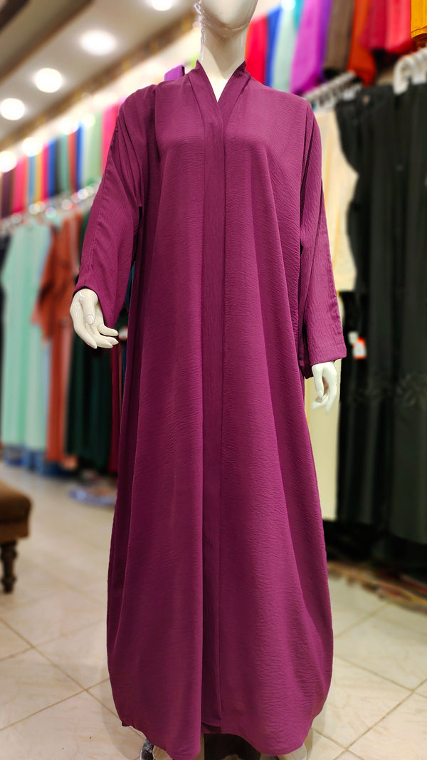 CEY Plain Front Open Abaya – Lightweight Imported Dubai Fabric - Magenta