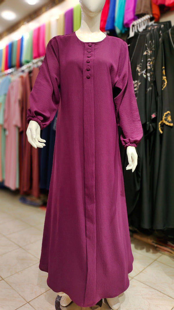 CEY Original Front Close Maxi Style Abaya – Premium Dubai Imported Fabric - Magenta