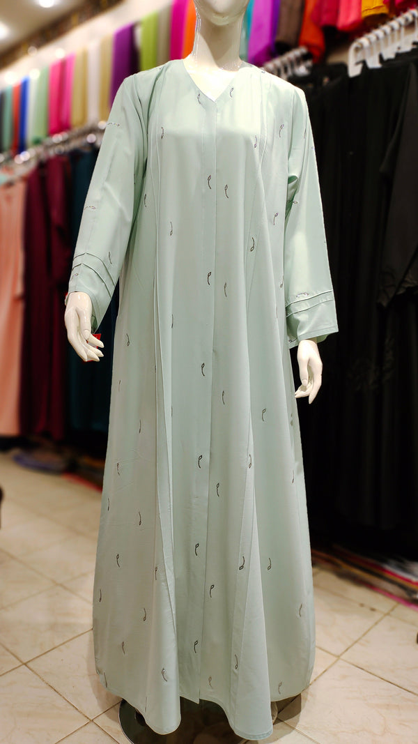 Marble Georgette Abaya with DMC Stone – Lightweight Dubai Fabric - Mint Green